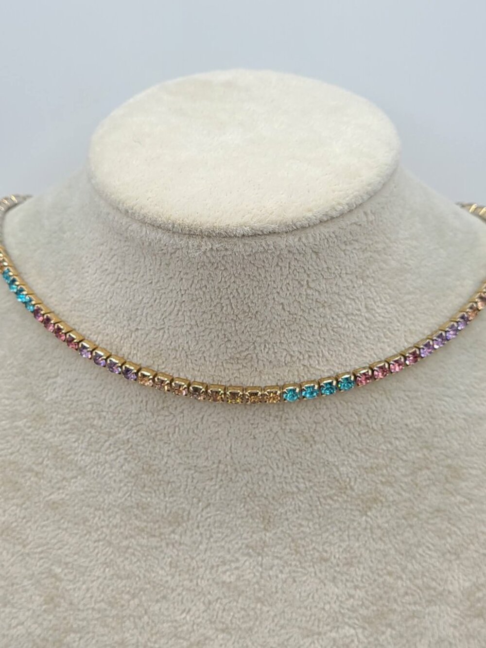 J Crew Girls Rainbow Crystal Tennis Necklace - Picture 11 of 13
